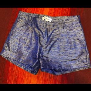 Metallic blue high waisted shorts